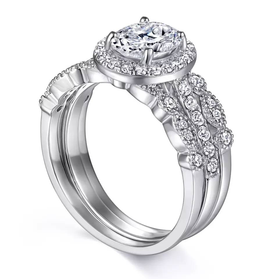 Oval Halo Moissanite Ring